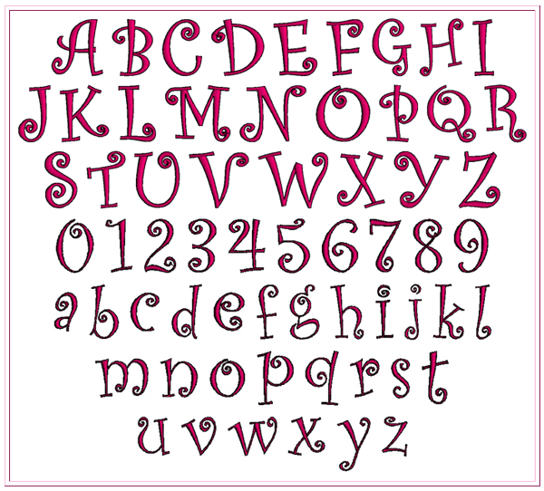 Curlz Alphabet Embroidery Letters