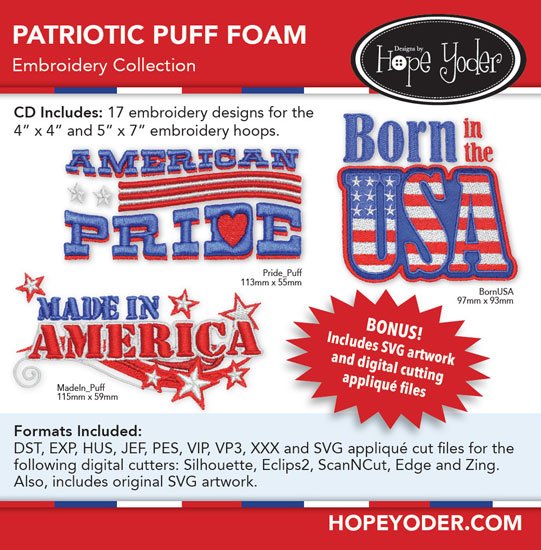 Patriotic Puff Foam Embroidery Collection