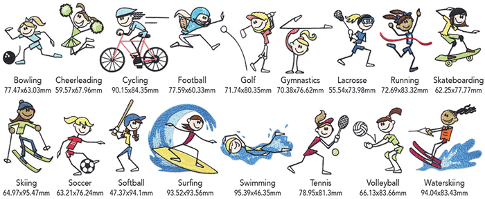 Sporty Girls Embroidery Designs
